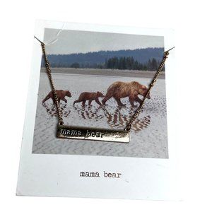 Francescas Collection Mama Bear Gold Tone Necklace Engraved Bar 17 inch NWOT